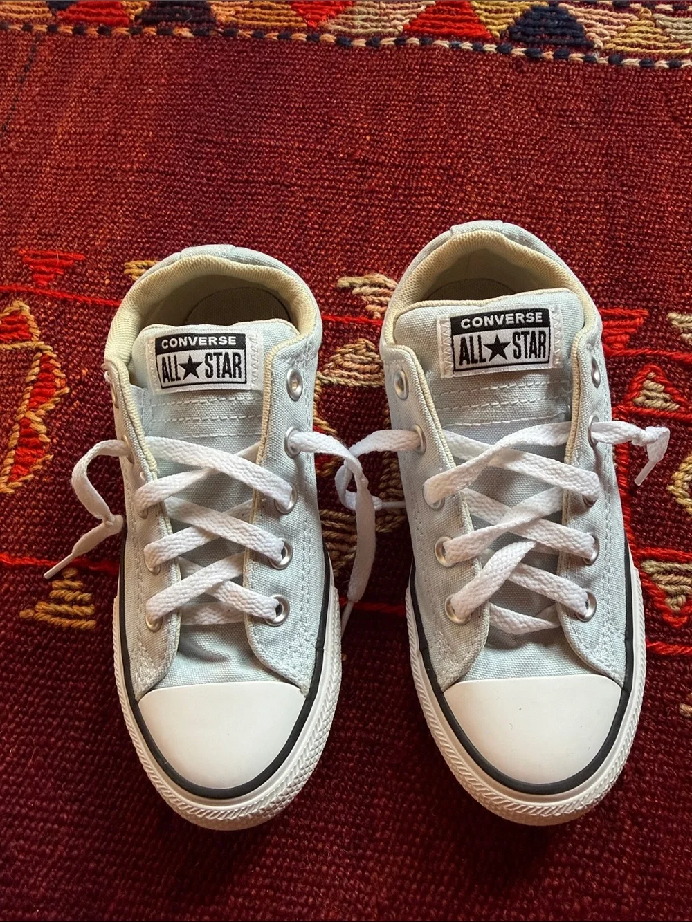 Converse Kids Pale Blue and White Low Top Sneakers